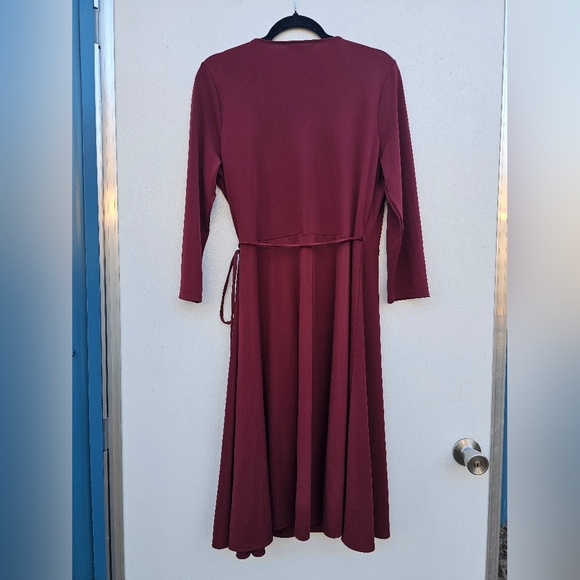 Classy Raspberry Red Wrap Dress - Picture 4 of 10